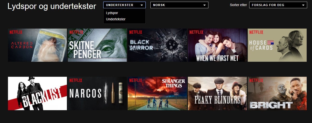 Se på innhold med norske lydsport og undertekster på Netflix