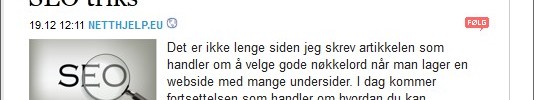Lengre utdrag fra artikkel i WordPress feed