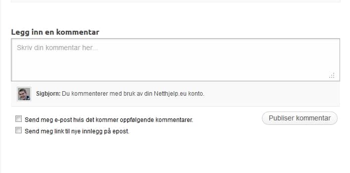Kommentarer med sosial media i Wordpress