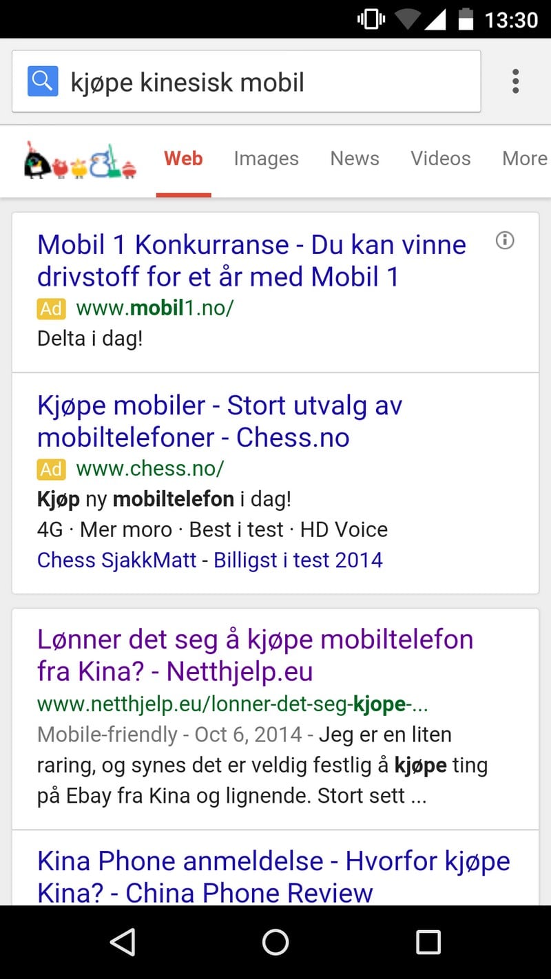 Mobilvennlige sider i Google